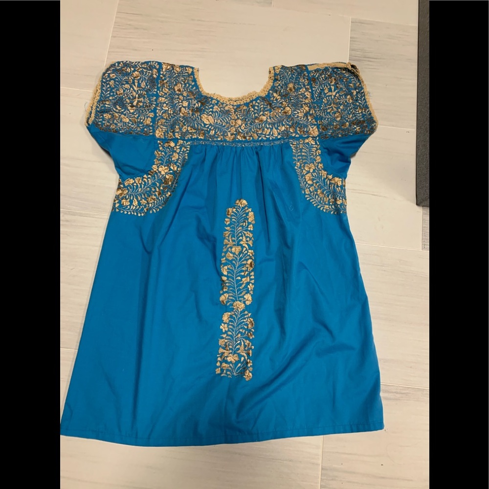 Oaxacan Mexican floral embroidered dress L